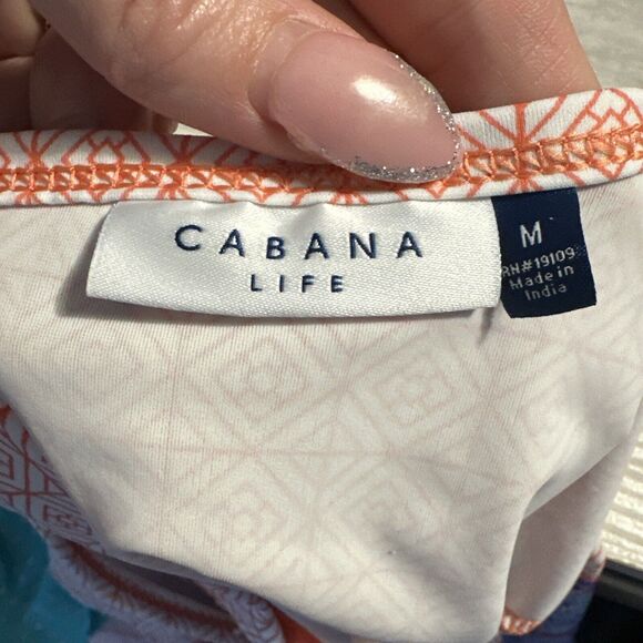 Cabana Life Long Sleeve Rash Guard Swim Top Pink Blue Geometric UPF 50+ Size M - Picture 8 of 8